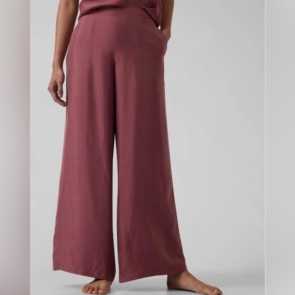 Athleta Other - NWT Athleta Calm Cool Pant Satin Trousers Women’s XL Tawny Rose Sleep Pajamas